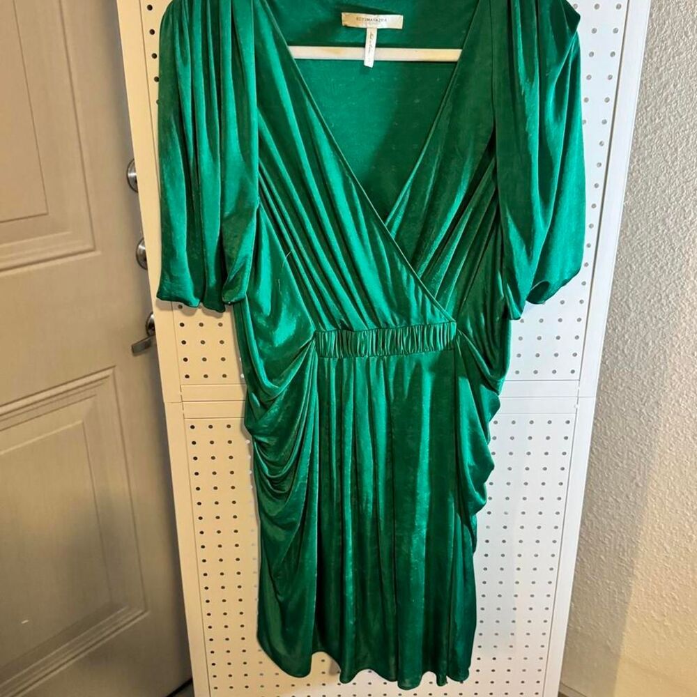 BCBGMaxAzria Runway Emerald Green Draped Mini Dress XS